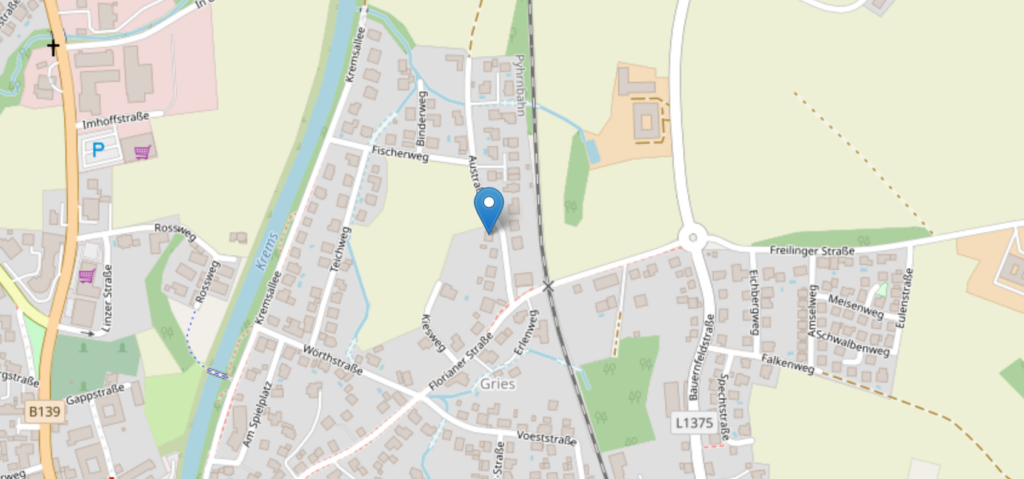 Praxisumgebung - Eine Karte mit der Praxis und dem umliegenden Gebiet